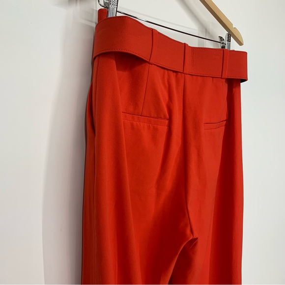 New York & Company Deep Orange Belted Pants Jogger Taper Elastic Slim Ankle - Picture 7 of 16